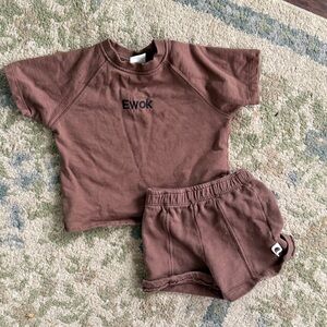 Brown Zara set with Ewok embroidered T-Shirt